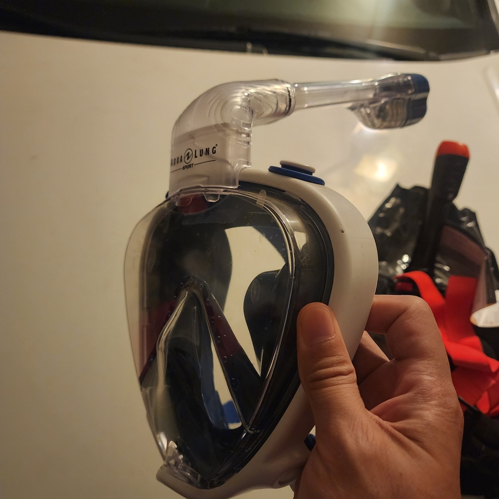 Aqua Lung Smart Blue and White Full Face Snorkel Mask